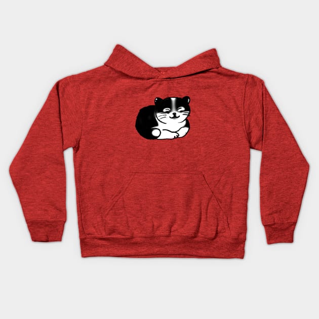 black and white cat Kids Hoodie by cartoonygifts